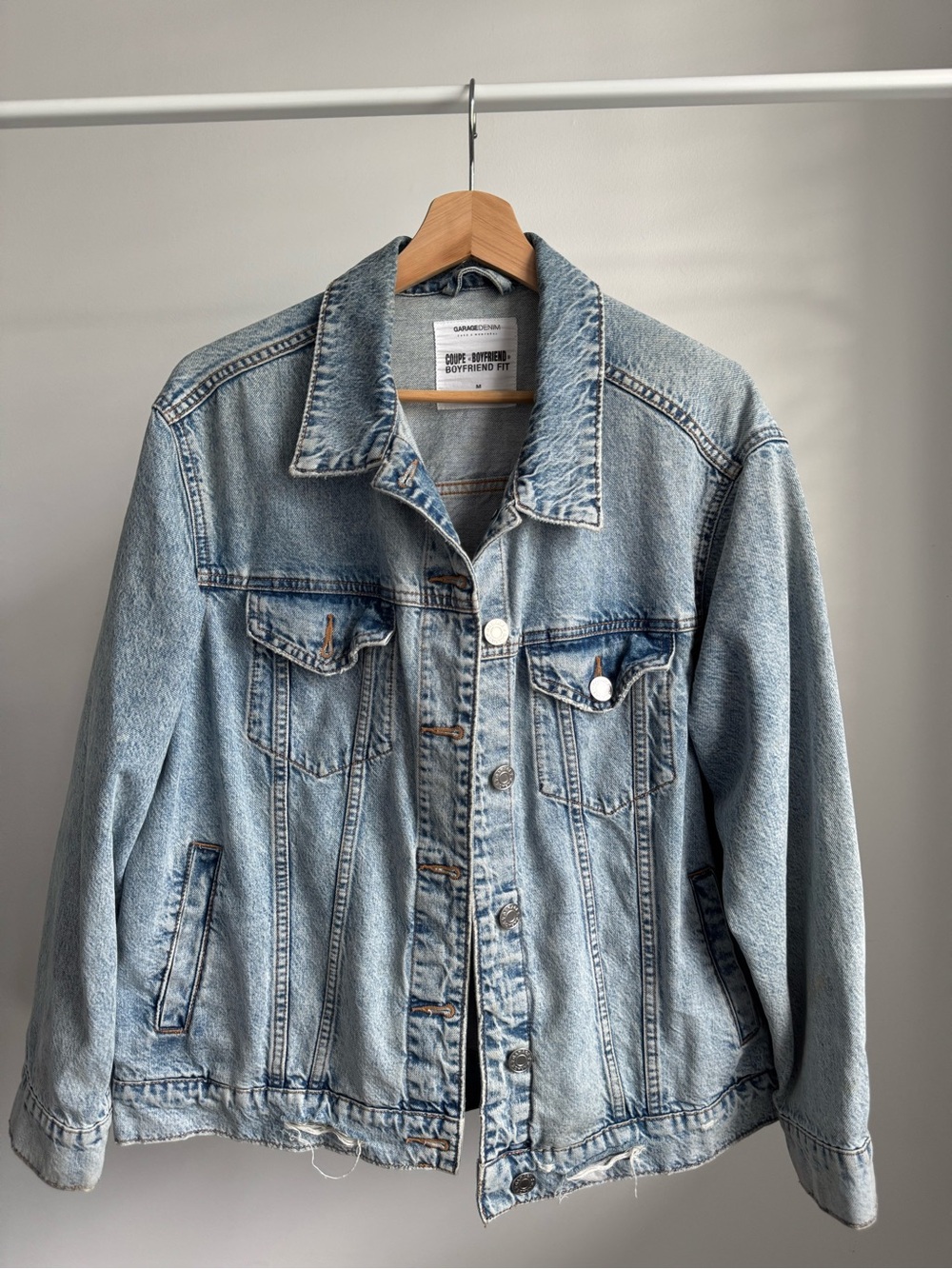 Garage Boyfriend Denim Jacket in Light Blue Wash